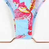 One Piece Swimsuit Sexy Long Sleeve Tropical Print Swimwear Women Bandage Monokini Hollow Out Bathing Suit String Beachwear 2023