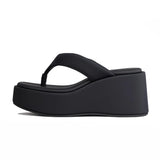 Vintage Y2K Leopard Flip&Flops Sandal Summer Chunky Platform Sandals Women Slipper Wedges Slides 8cm High Heels Shoes Mules