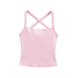 Solid Color Sexy Back-Cross-Strap Tank Top For Women New Summer Slim-Fit Short Outerwear Base Top Pure Desire Casual Style 56ZA