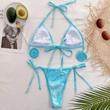 Bikini 2026 Sexy Sky Blue Bandage Halter Swimwear Swimsuit Women Bikinis Set Bathing Suit Beach Bikini Female Biquinis Feminino