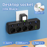 EU Plug Socket 4 Sockets Power Strip With 2 USB Type-C Port Without Extension Wall Charger Adapter For Home Offices