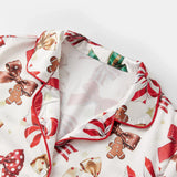 Women's Satin Christmas Pajama Set Short Sleeve Lapel Christmas Elements Print Shirt Shorts Two Pieces Sleepwear