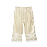Women’s Pajama Pants Lace Trim Loose High Waist Sleepwear Bottoms Elastic Waist Band Nightwear Trousers