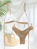 Miyouj Glitter Fabric Bikinis 2026 Sexy Bikini Set Folds Swimsuit Female Halter Bathing Suit Women Swimwear New Beachwear