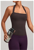 Sports Yeautifulback Breathoga Vest Neck Hanging Detachable Chest Pad Women Bra High Elasticity Slim Bable Running Sports Vest