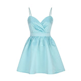 Party Dresses For Women Diamond Spaghetti Strap Solid Color Low Cut Sexy Mini Evening Dress Fashion Elegant Banquet Chic Vestido