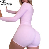 Phantasy Pink Overalls for women Sexy Long-Sleeved Jumpsuit Yoga Pant Sport Yoga Style Slim Short Jumpsuit Lady Women's Clothing
