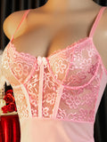 A Set Of Corset-style Lace Nightgowns Steel Ring Push-up Breast Shapewear Underwear Pajamas Ms elegant Irregular Fishtail drees