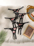 5-piece set of women's sexy embroidered flower underwear with seamless hollow out easy to wash and dry underwear C960