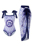 2026 Printed Strappy Swimsuit One Piece & Beach Dress Sexy Swimwear Women Bathing Swimming Swim Suit Female Padded Beachwear