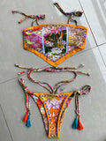 Sexy Printed Crop Top Brazilian Bikini Women Bandeau Swimwear Female Swimsuit Two-pieces Bikini Set Bathing Suit Swim Beachwear