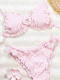 Summer Ruffles High Waist Bikini Set 2026 Women Hollow Out Circle Push Up Bra Two Piece Swimsuit Beach Bathing Suit Swimwear