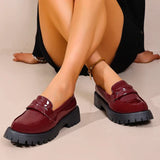 British Style Platform Loafers for Women Plus Size 43 Thick Heel Commute Work Shoes Ladies Comfort Thick Sole Pu Leather Shoes