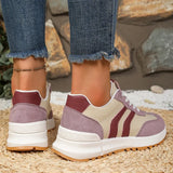 Fashion Mixed Color Women's Sneakers 2026 Spring Lace Up Non Slip Sport Shoes Women Comfort Thick Sole Running Walking Shoes
