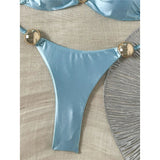 Sexy Metal Ring Bikini Women Swimwear Female Swimsuit Two-Pieces Bikini Set High Cut Leg Padded Bather Bathing Suit Swim V8311