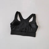 Large Size Women's Sports Fitness Bra Shock-Absorbing Gathered Front Zipper Design No Buckle Needed for Comfortable Fit