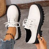 British Style Platform Oxford Shoes for Women Fashion Lace Up Thick Bottom Pu Leather Shoes Wman Plus Size 42 Office Work Shoes
