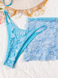 Sexy Sequin Pink Bikini Set Women Shiny Push Up Bra Thong Mesh Drawstring Skirt 3 Piece Swimsuit Bathing Suit Holiday Swimwear