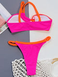 Splicing Asymmetric One Shoulder Bikini Female Swimsuit Women Bandeau Swimwear Two-pieces Bikini Set Bather Bathing Suit Swim
