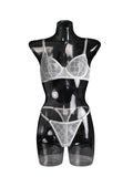 Sexy Lace Mesh Solid Color Transparent Bikini Backless Deep V Suspenders Sleeveless Bikini Charming Elegant Pure Desire 0VBM