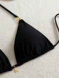 Halter Triangle String Bikinis 2026 Women Sexy Swimsuit Solid Stars Swimwear Female Bathers Bathing Swimming Swim Suit