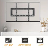 BEISHI Universal TV Bracket Low Profile TV Wall Mount Fixed for Most 30"-80" Flat/Curved TVs with Max VESA 600X500mm Up to 70kg