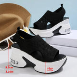 Air Mesh Microfiber  Wedge Pumps Platform New Fashion Summer Peep  Women Sandal  White Black