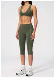 Summer Color Blocked Yoga Sets Women Slim Sports Bra High Waist Pants Fitness Suits Outwear Gym Running Push Up Workout Clothes