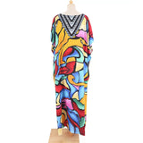 2026 New Colorful Kaftan Tunic Beach Dress Beach Wear Beachwear Beach Cover Up Cover-upsLoose Maxi Dress Female Women V4428