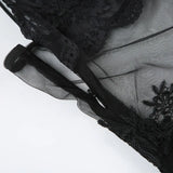 FDYOUI Sexy Lace Patchwork Mesh Long Dress Women Spaghetti Strap See-through Evening Party Dresses White Black Night Club Outfit
