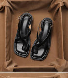Women's Sandals Retro French Style Clip Toe Square Toe Buckle 2026 Sandals Comfortable Soft Sole Simple Versatile Sandalias