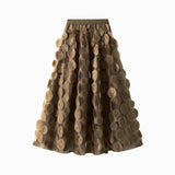 Women Tulle Tutu Skirt Solid Color 3D Dot Elastic Mesh Fairy A-Line Skirt for Beach Party Streetwear