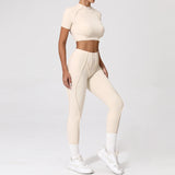 2PCS Yoga Suit Sports Set Women Quick-Drying Gym Set Women Tracksuit Running Workout Long Sleeve Sports Shirt Yoga Clothing