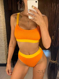 New Sexy Ribbed Splicing Female Swimsuit High Waist Bikini Women Swimwear Two-pieces Bikini Set Bather Bathing Suit Swim V2329