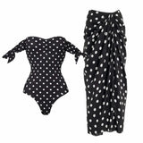 Women's Polka-Dot One Piece Swimsuit with Skirt 2025 Sexy Monkini Trendy Swimwear for Summer Beach Lovers Bathing Suit