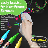 12-Color Washable Liquid Chalk Markers, Wet Erase Neon Pens for Blackboard, Glass, and Kids Art