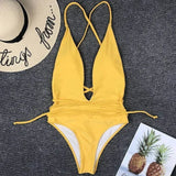 Sexy Deep V Neck Wrap Around Female Swimwear One Piece Swimsuit Women Backless Monokini High Leg Cut Bathing Suit Swim Beachwear