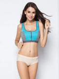 Sports Bra Women Front Zipper Double Inner Cup Push Up Patchwork Tops Female Yoga Fitness Shockproof Vest Sport Bras for Women