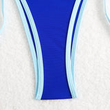 Sexy Micro Bikini 2025 Women Pink Blue Contrast Push Up Tie Side Thong Swimsuit Brazilian Beach Bandage Bathing Suit Swimwear