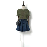 Pleated High Waist Denim Skirt Plus Size Denim Shorts For Women Summer Casual Wide Leg Slim A Line Skirt Elegant Girl Hot Pants