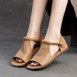 2026 Women's Summer Solid Color Retro Outdoor Casual Comfortable Flat Sandals  Beach Sandal