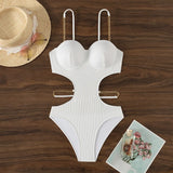 Sexy Ribbed Underwired Bra Cup Female Swimwear One Piece Swimsuit Women Backless Monokini High Cut Bathing Suit Swim Bodysuit
