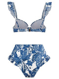 3 Pieces Push Up Bikini 2026 High Waist Swimsuit & Skirt Sexy Ruffle Swimwear Women Bathing Swimming Swim Suit Female Beachwear