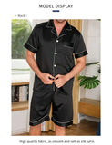Men Satin Pajama Set Sleepwear for Man Summer Short Sleeve Button-Down Shirt & Shorts Pajamas 2 Piece Home Clothes Short Suit