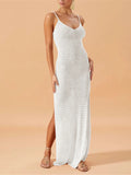 V Neck Sleeveless Hollow Out Crochet Knitted Tunic Beach Cover Up Cover-ups Beach Dress Beach Wear Beachwear Female Women V7212