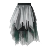 Women's Irregular Tulle Long Skirts Elastic High Waist Layered Mesh Tutu A-line Skirts Bohemian Korean Fashion Y2K Skirts