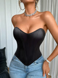 French Fashion Heart-Shaped Vest Corset Casaul Style Chest Corset Boned Motorcycle Style Short Sexy Waist Trainer For Women EEI6