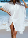 4 Colors Short Sleeve Long Shirt Top Blouse Tunic Beach Dress Beach Wear Beachwear Beach Cover Up Cover-upsFemale Women V7538