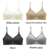 Japan Style Seamless V-Neck Halter Bra Small Bust Petite Straps Open Back Sexy Underwear Women One Piece Comfort Fit Daily Wear