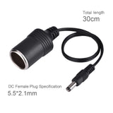 DC 5.5 x 2.1mm Female Plug to Car Cigarette Lighter Female Socket Power Supply Cable